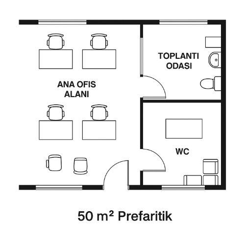 50 Metrekare Prefabrik Ofis